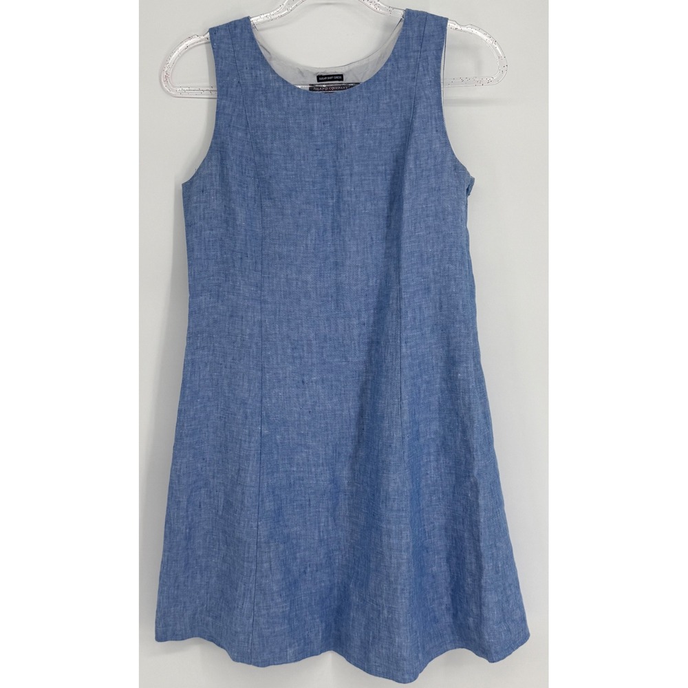 Island Company Sugar Shift Dress Blue‎ 100% Linen Sleeveless Womens Sz S